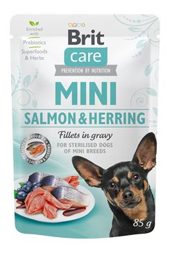 Brit Care Dog Mini Salmon&Herring steril fillets 85g PRODEJNA