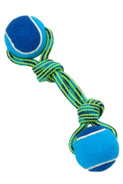 Hračka pes BUSTER Smyčka s tenisáky Double modr/z 23cm PRODEJNA
