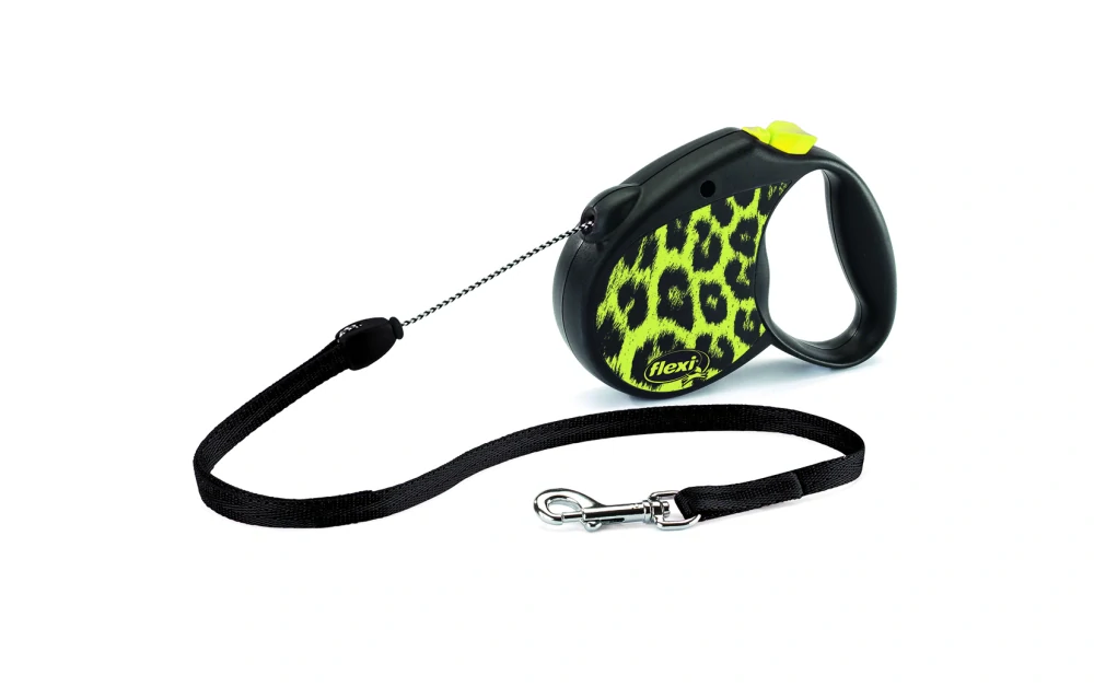 Vodítko FLEXI Safari leopard S lanko 5m/12kg žlutá PRODEJNA