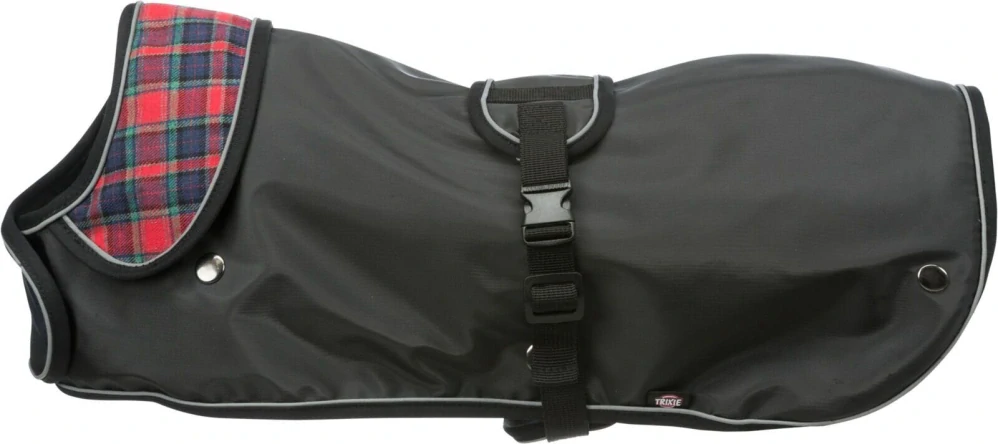 Kabátek HERMY 2v1, střih jezevčík, černá/červená XS: 28 cm, hruď: 34-40 cm, krk: 20-26 cm