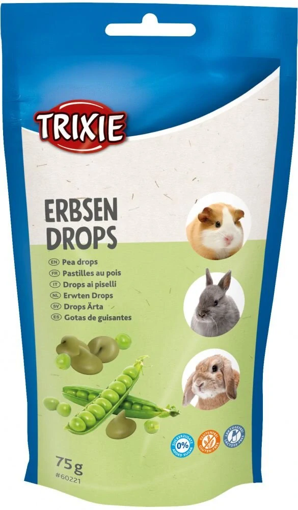 PEA DROPS - hráškové dropsy, pamlsek pro hlodavce, 75 g