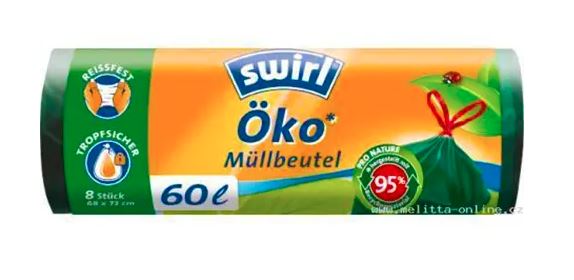 Swirl Eko Zatahovací pytle (8 ks) - 60 l - z 95 % z recyklovaných materiálů