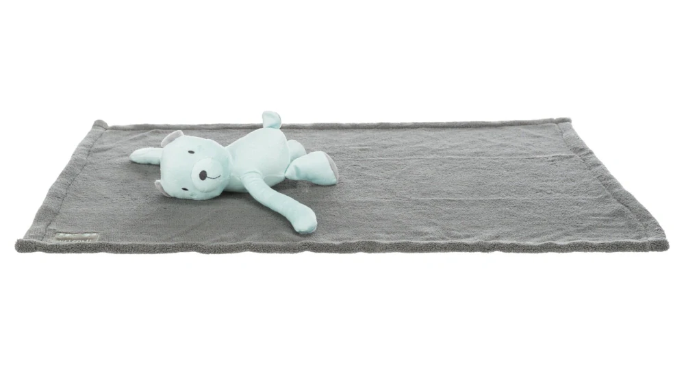 JUNIOR set - deka 75 x 50 cm + plyšový medvídek, šedá/mátová PRODEJNA