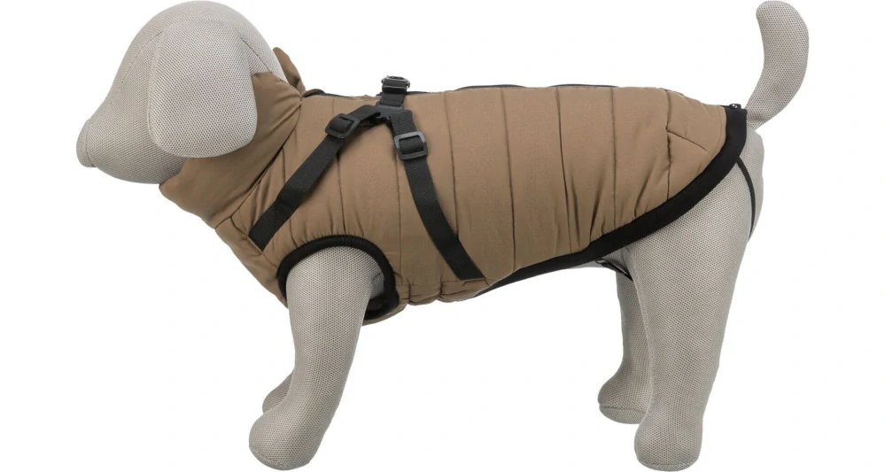 Zimní bunda PIROU s postrojem, písková S: 33cm, hruď: 46-50cm, krk: až 36cm PRODEJNA