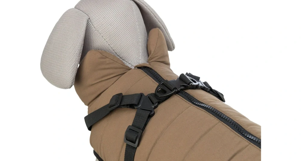 Zimní bunda PIROU s postrojem, písková S: 33cm, hruď: 46-50cm, krk: až 36cm PRODEJNA