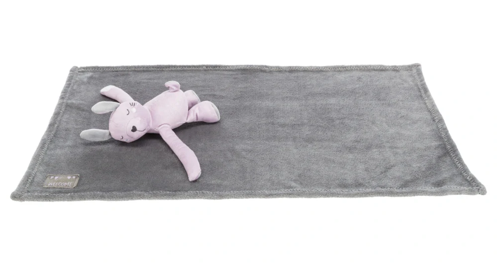 JUNIOR set - deka 75 x 50 cm + plyšový medvídek, šedá/světle fialová PRODEJNA