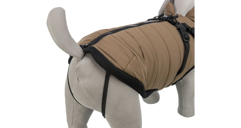 Zimní bunda PIROU s postrojem, písková S: 33cm, hruď: 46-50cm, krk: až 36cm PRODEJNA
