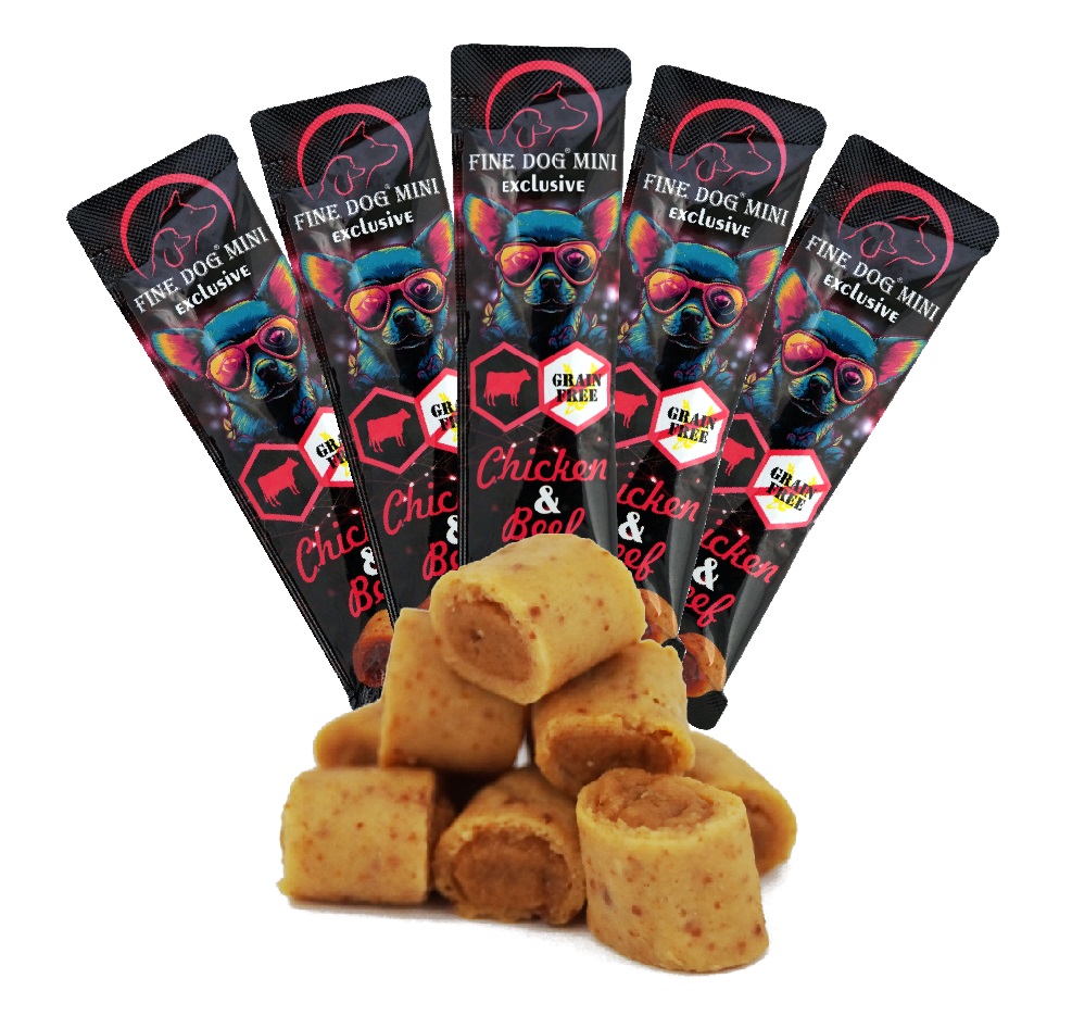 Fine Dog Mini Exclusive Soft Roll svačinka pro psy KUŘECÍ S HOVĚZÍM 5x10g PRODEJNA