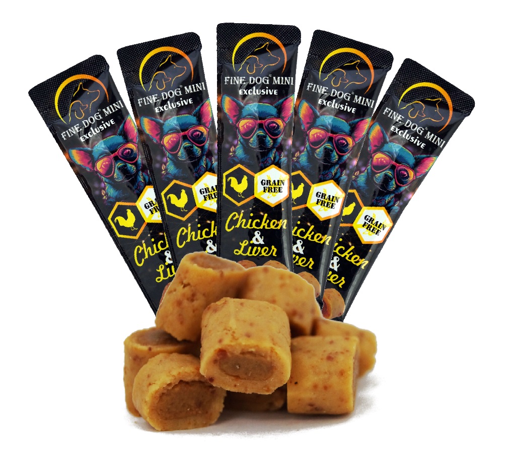 Fine Dog Mini Exclusive Soft Roll svačinka pro psy KUŘECÍ S JÁTRY 5x10g PRODEJNA