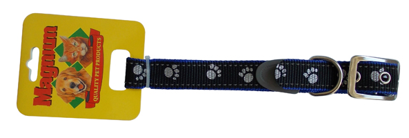 Obojek reflexní s tlapkou - kov. spona 20mm x 50cm