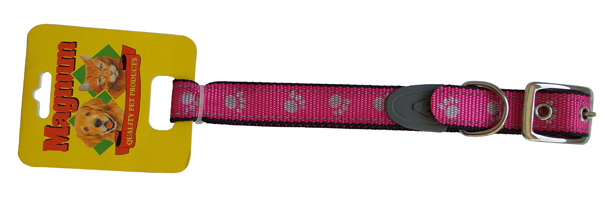 Obojek reflexní s tlapkou - kov. spona 25mm x 60cm