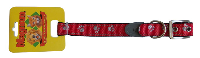 Obojek reflexní s tlapkou - kov. spona 25mm x 60cm