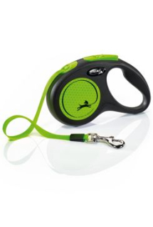 Vodítko FLEXI Neon New S pásek 5m/15kg černá/zelená