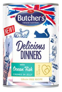 Butcher's Cat Delic.Dinners moř.ryby v želé konz.400g