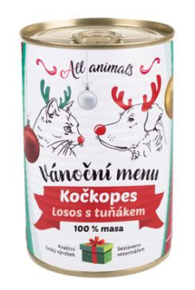 All Animals kočkopes Vánoční menu losos s tuňákem 400g PRODEJNA