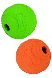 Hračka pes Míč s otvorem na krmivo 6,5cm oranžová TR