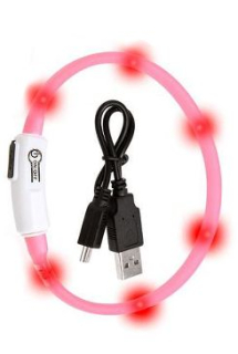 Obojek USB Visio Light LED nabíjecí 35cm růžový KAR PRODEJNA