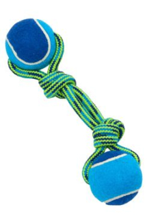 Hračka pes BUSTER Smyčka s tenisáky Double modr/z 23cm PRODEJNA