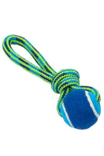 Hračka pes BUSTER Smyčka s tenisákem modr/zelená 18cm PRODEJNA