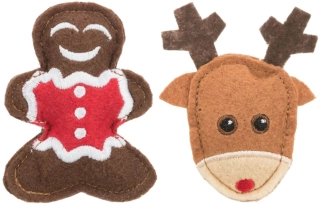Vánoční hračka kočka Xmas SOB+PERNÍČEK 8cm TR