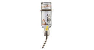 Skleněná napáječka Honey & Hopper s kovovým pítkem 125ml PRODEJNA