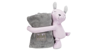 JUNIOR set - deka 75 x 50 cm + plyšový medvídek, šedá/světle fialová PRODEJNA