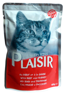 Plaisir Cat kapsička hovězí + krůtí 100g prodejna