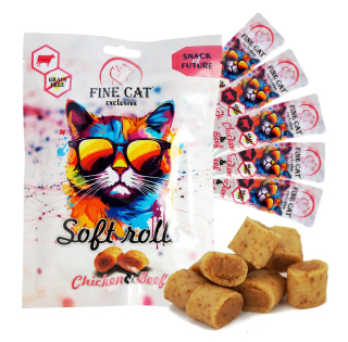 Fine Cat Exclusive Soft Roll svačinka pro kočky KUŘECÍ S HOVĚZÍM 5x10g PRODEJNA