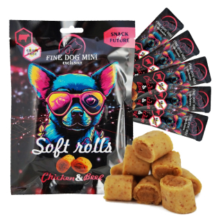 Fine Dog Mini Exclusive Soft Roll svačinka pro psy KUŘECÍ S HOVĚZÍM 5x10g PRODEJNA