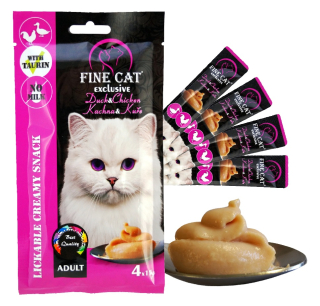 Fine Cat Exclusive Krémová svačinka pro kočky KACHNA & KUŘE 4x15g PRODEJNA