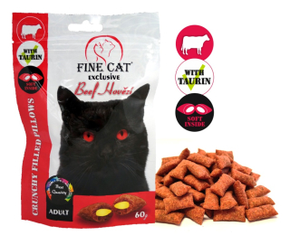 Fine Cat Exclusive Plněné polštářky pro kočky HOVĚZÍ 60g PRODEJNA