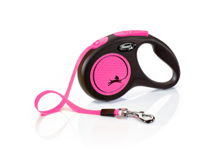 Flexi new NEON M pásek 5m růžová max 25kg